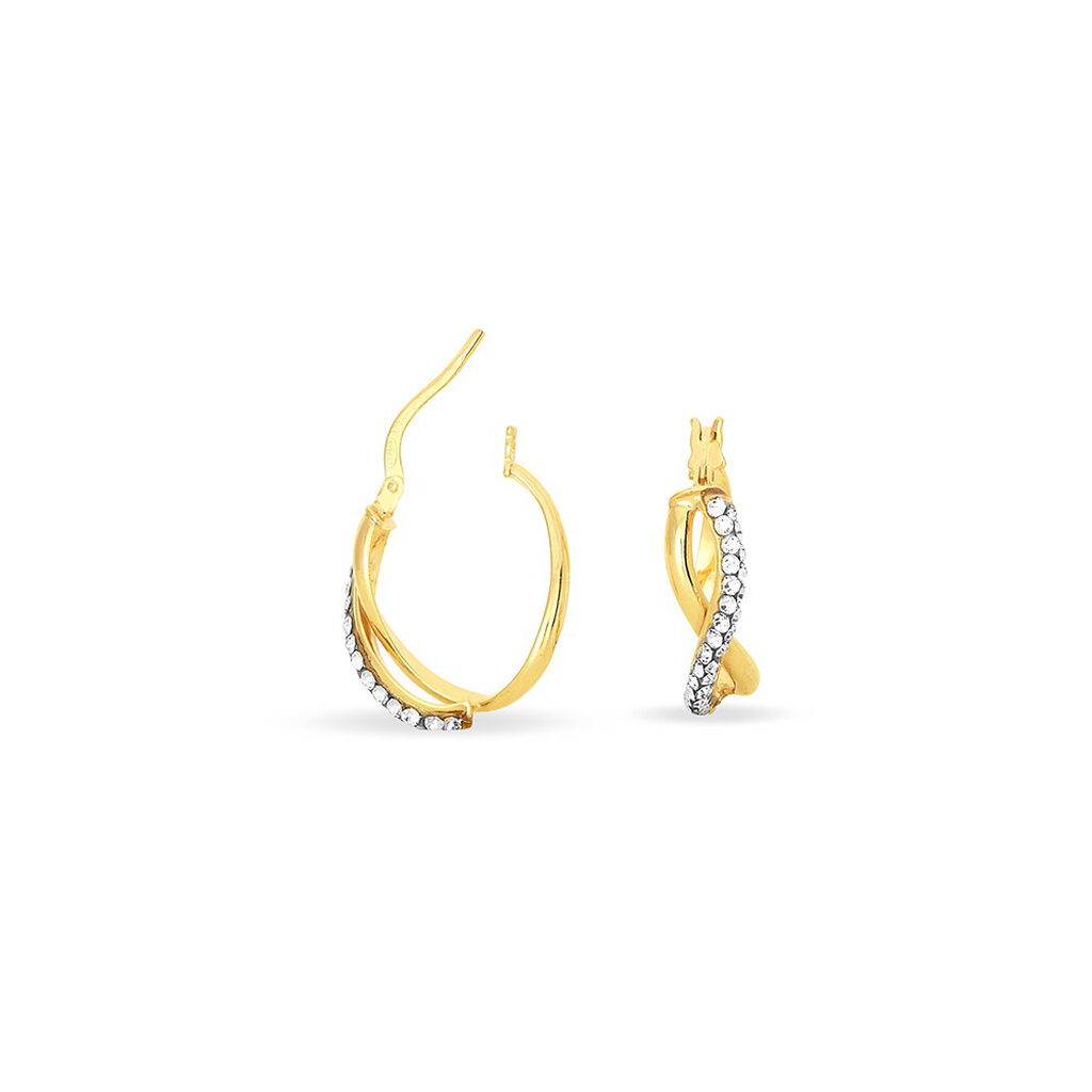 Cr&eacute;oles Ursella Or Jaune Strass - Boucles d'oreilles cr&eacute;oles Femme | Histoire d&rsquo;Or