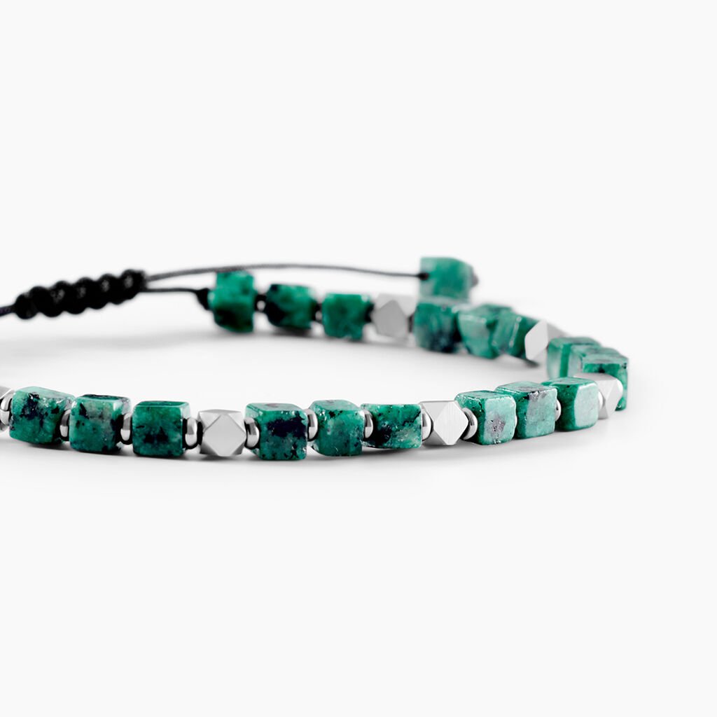 Bracelet Cusco Acier Blanc Turquoise - Bracelets cordon Homme | Histoire d&rsquo;Or