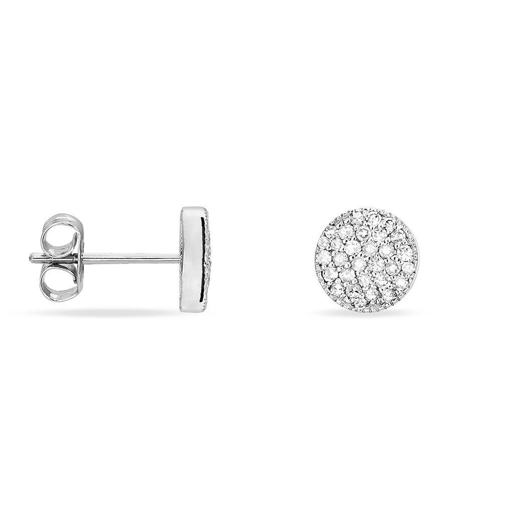 Boucles D'oreilles Puces Kristin Or Blanc Diamant - Clous d'oreilles Femme | Histoire d’Or