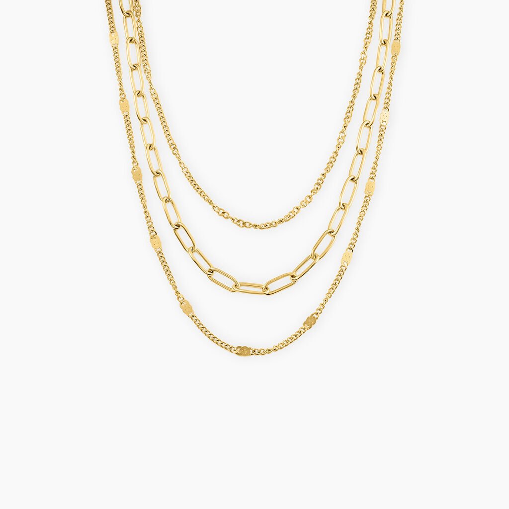 Collier Abiel Acier Dor&eacute; - Colliers doubles et triples cha&icirc;nes Femme | Histoire d&rsquo;Or