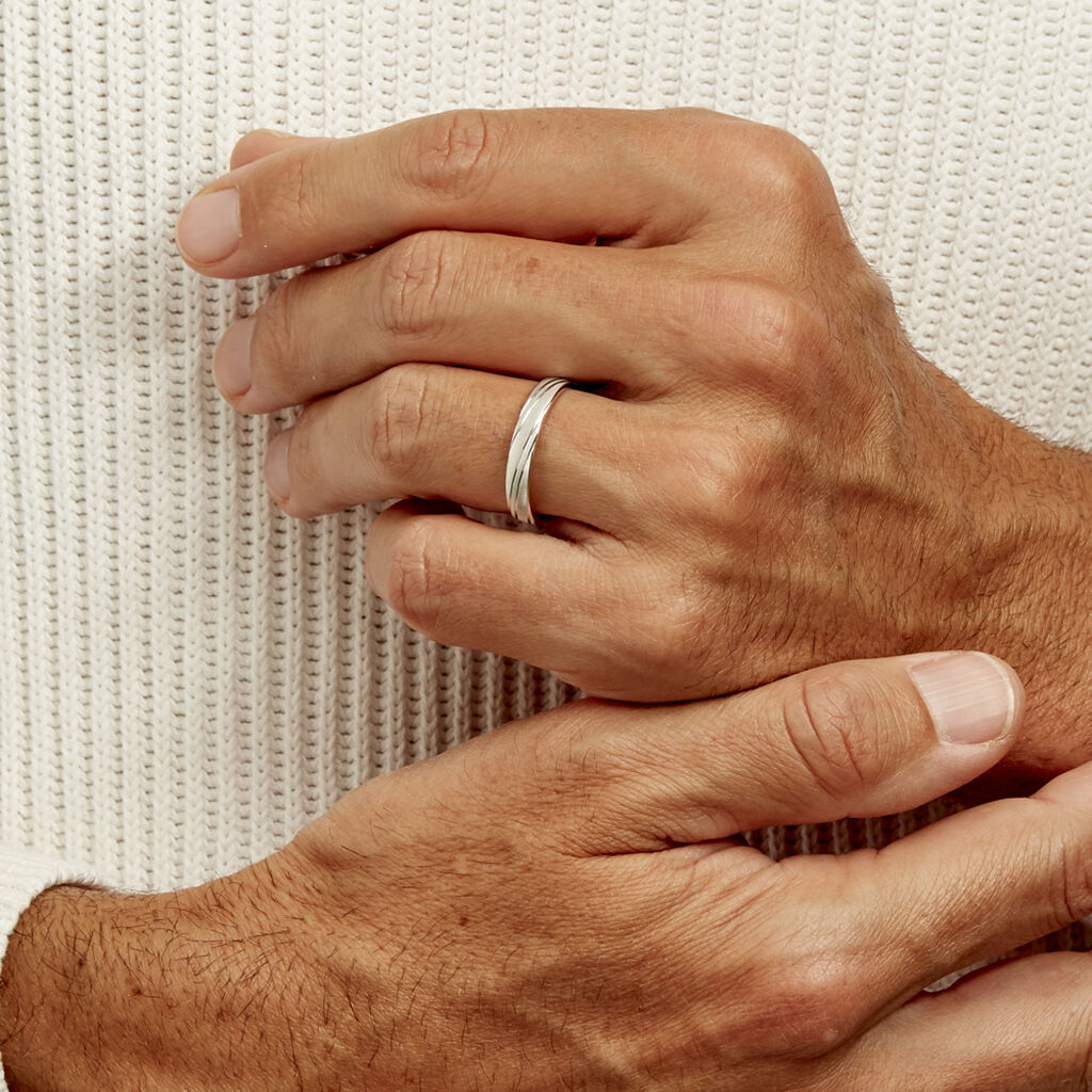 Alliance Ketly Ruban Plat Argent Blanc - Alliances Famille | Histoire d’Or