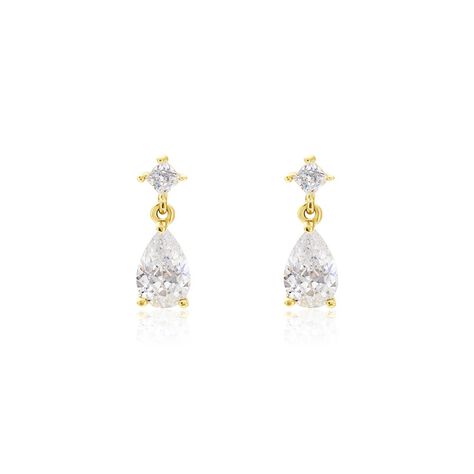 Boucles D'oreilles Pendantes Faas Or Jaune Oxyde De Zirconium - Boucles d'oreilles pendantes Femme | Histoire d’Or