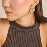 Boucles D'Oreilles Puces Olympe Acier Jaune - Boucles d'oreilles martel&eacute;es Femme | Histoire d&rsquo;Or