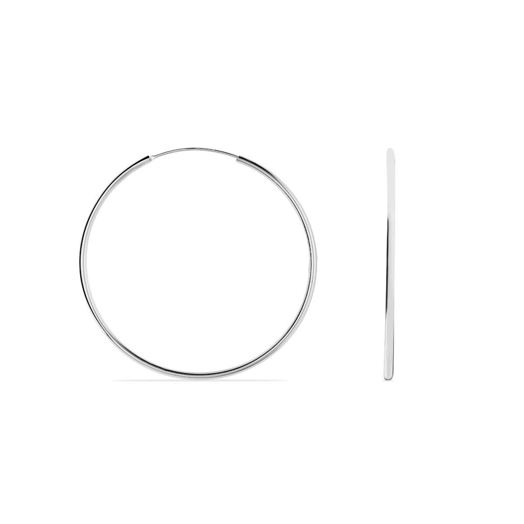 Créoles Argent Blanc Olympia - Boucles d'oreilles créoles Femme | Histoire d’Or