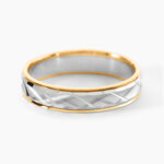 Alliance Mat Striee Ruban Plat Or Bicolore - Alliances Classiques Unisex | Histoire d&rsquo;Or