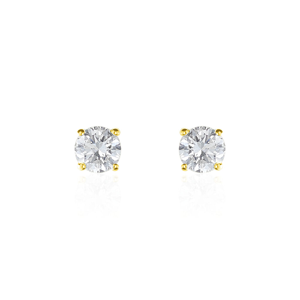 Boucles D'oreilles Puces 4 Griffes Or Jaune Diamant Synthetique - Clous d'oreilles Femme | Histoire d&rsquo;Or