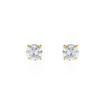Boucles D'oreilles Puces 4 Griffes Or Jaune Diamant Synthetique - Clous d'oreilles Femme | Histoire d&rsquo;Or
