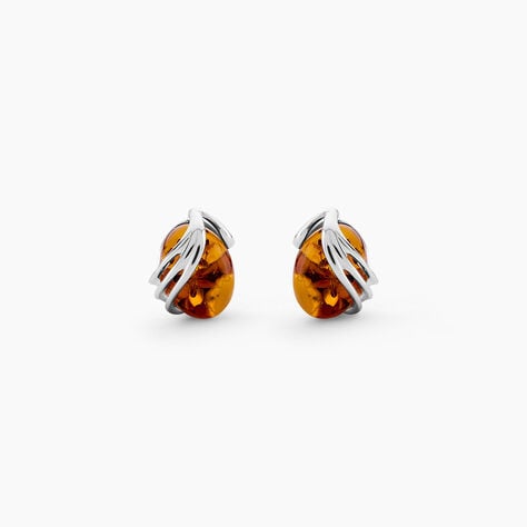 Boucles D'oreilles Argent Blanc Aleina Ambres - Boucles d'oreilles empierr&eacute;es Femme | Histoire d&rsquo;Or