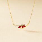 Collier Petale Or Bicolore Rubis Et Diamant - Colliers Femme | Histoire d&rsquo;Or