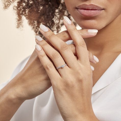 Bague Solitaire Kanel Or Blanc Oxyde De Zirconium - Bagues solitaires Femme | Histoire d’Or