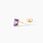 Boucles D'Oreilles Puces Emilian Argent Dor&eacute; A L'Or 750/1000 Oxyde De Zirconium - Clous d'oreilles Femme | Histoire d&rsquo;Or