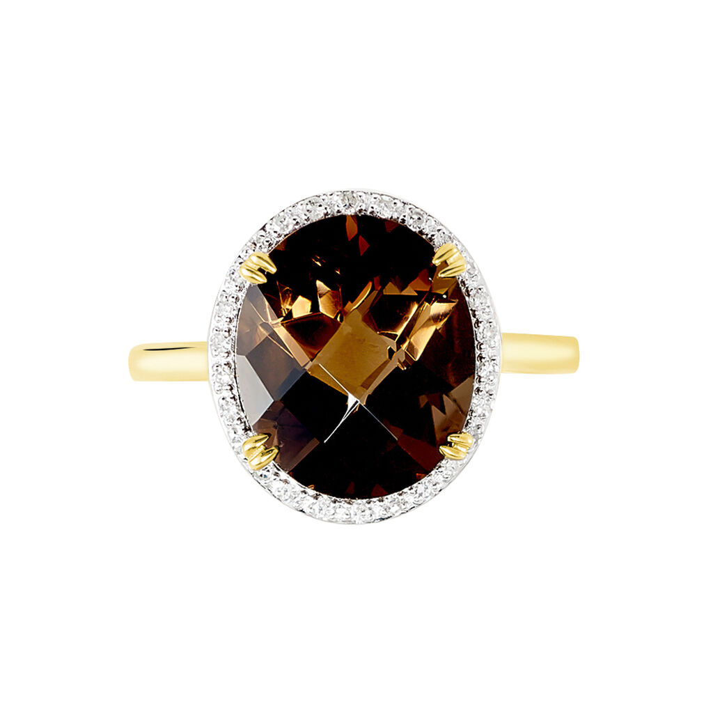 Bague Anna Or Jaune Quartz Et Oxyde De Zirconium - Bagues avec pierre Femme | Histoire d’Or