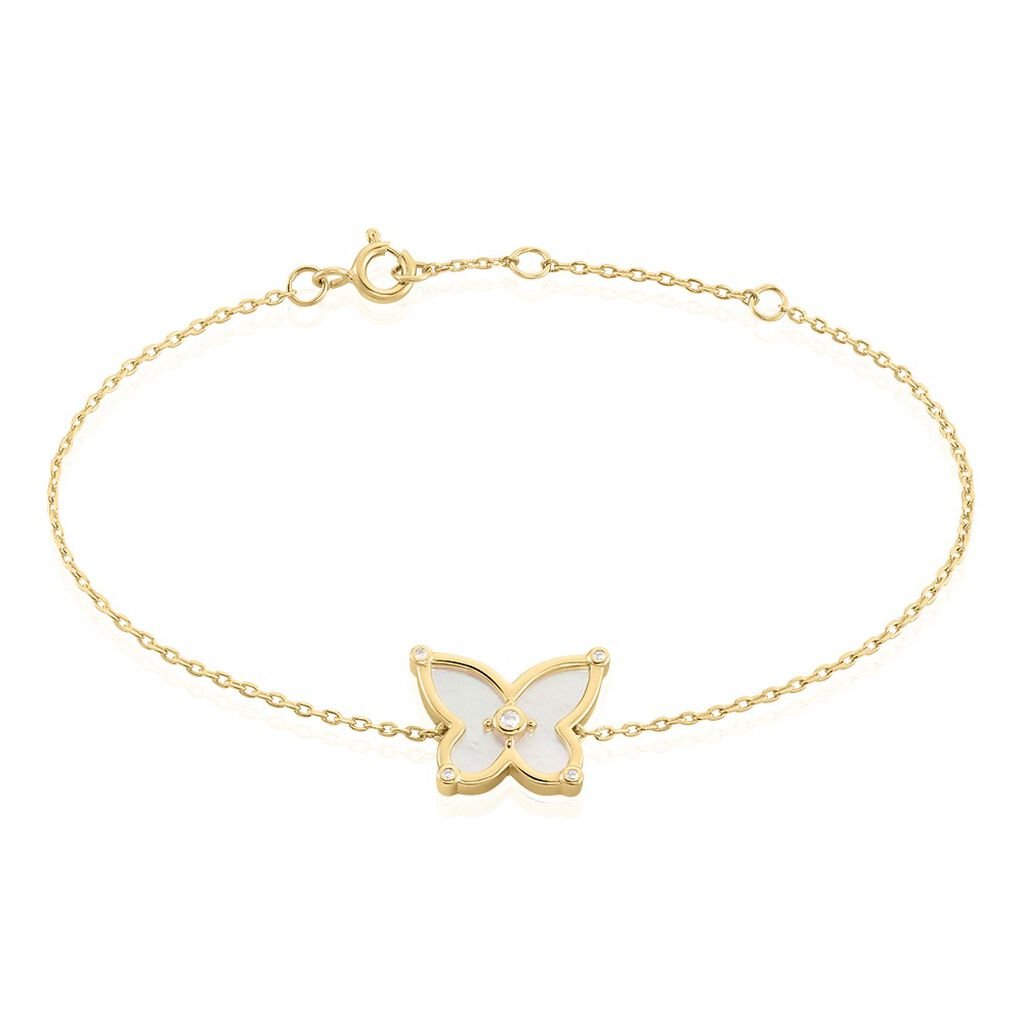 Bracelet Areli Plaque Or Doré Nacre Oxyde De Zirconium - Bracelets Femme | Histoire d’Or
