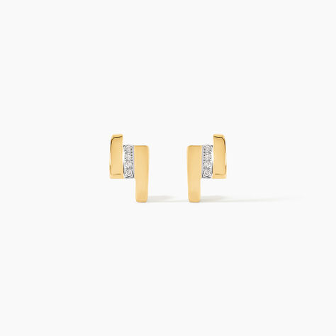 Boucles D'oreilles Puces Dolene Or Jaune Diamant - Clous d'oreilles Femme | Histoire d&rsquo;Or