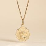 Pendentif Vierge Rond Dentelle Or Jaune - Pendentifs Bapt&ecirc;me Famille | Histoire d&rsquo;Or
