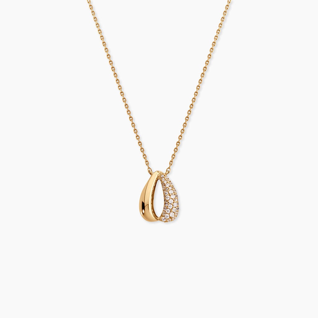Collier Shiny Bold Plaqu&eacute; Or Jaune Oxyde De Zirconium - Bijoux avec pierres Femme | Histoire d&rsquo;Or