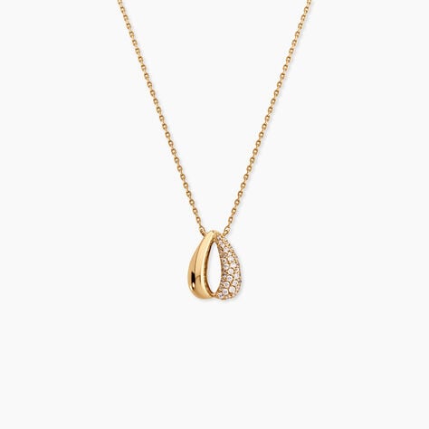 Collier Shiny Bold Plaqu&eacute; Or Jaune Oxyde De Zirconium - Bijoux avec pierres Femme | Histoire d&rsquo;Or