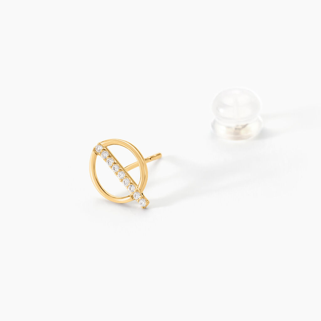 Boucles D'oreilles Pendantes Edmee Cercle Or Jaune Oxyde De Zirconium - Boucles d'oreilles pendantes Femme | Histoire d’Or
