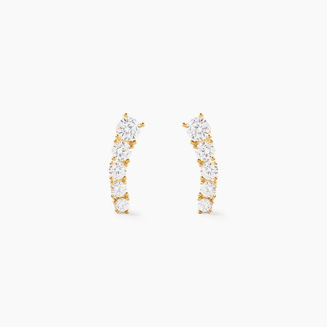 Boucles D'oreilles Puces Or Jaune Anaca Oxydes De Zirconium - Clous d'oreilles Femme | Histoire d&rsquo;Or
