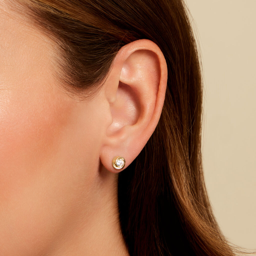 Boucles D'Oreilles Puces Manjula Or Jaune Oxyde De Zirconium - Clous d'oreilles Femme | Histoire d’Or