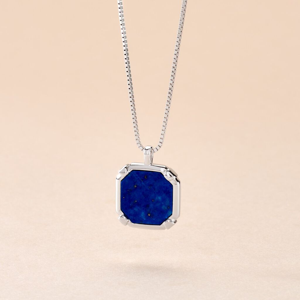 Collier Mani Argent Blanc Lapis Lazuli - F&ecirc;te des p&egrave;res Homme | Histoire d&rsquo;Or