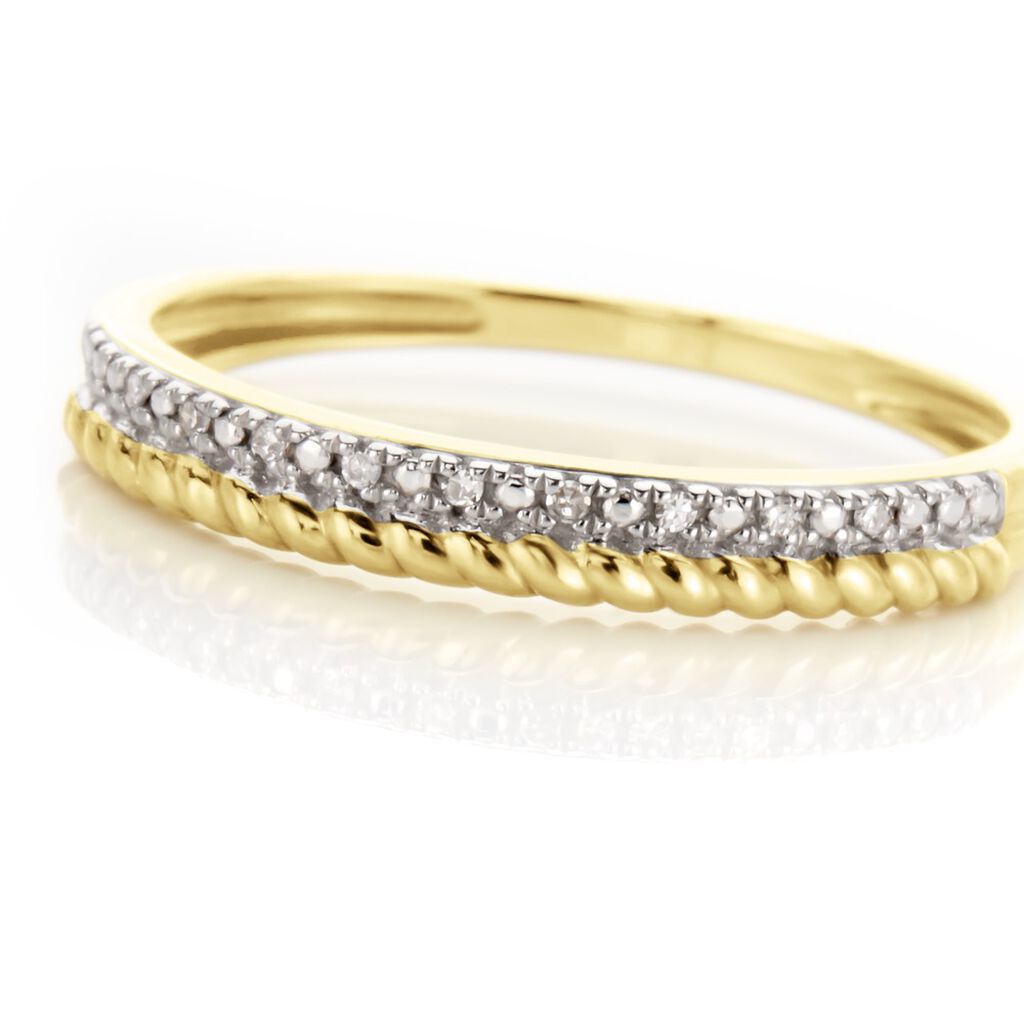 Bague Or Jaune Uxella Diamants - Bagues avec pierre Femme | Histoire d&rsquo;Or