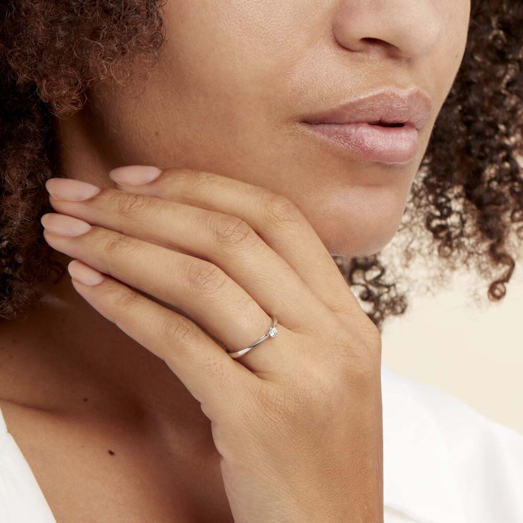 Bague Solitaire Veronika Or Blanc Diamant - Bagues solitaires Femme | Histoire d’Or