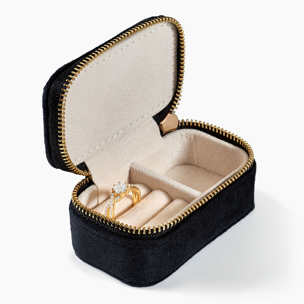 Boite &agrave; Bijou Tissu Noir - Id&eacute;es cadeaux Famille | Histoire d&rsquo;Or