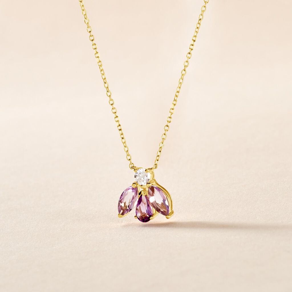 Collier Spring Or Jaune Améthyste Oxyde De Zirconium - Colliers Femme | Histoire d’Or