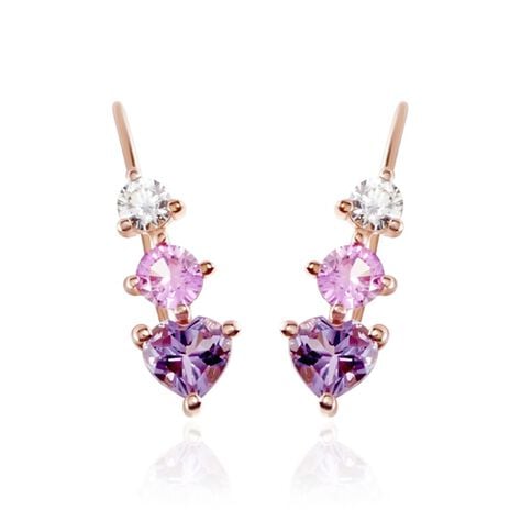 Boucles D'oreilles Lauressa Or Rose Amethyste Violet Oxyde - Clous d'oreilles Femme | Histoire d’Or