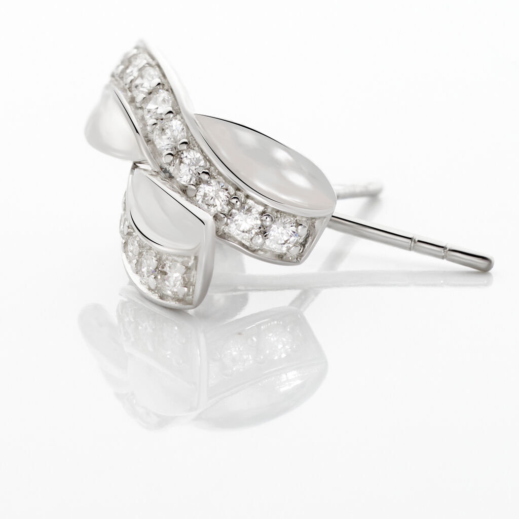 Boucles D'oreilles Puces Izefia Or Blanc Oxyde De Zirconium - Clous d'oreilles Femme | Histoire d’Or