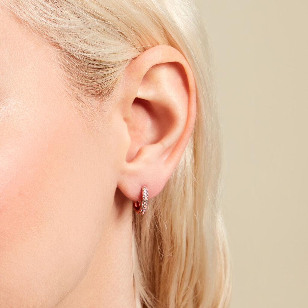 Créoles Aselya Argent Rose Oxyde De Zirconium - Boucles d'oreilles créoles Femme | Histoire d’Or