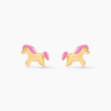 Boucles D'oreilles Puces Heldea Cheval Or Jaune - Clous d'oreilles Enfant | Histoire d’Or