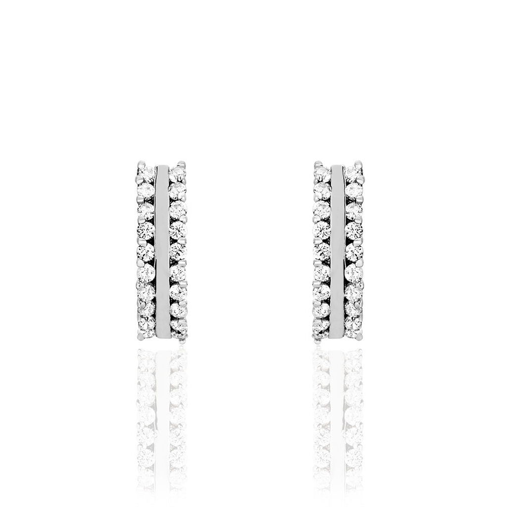 Créoles Sophie Rondes Argent Blanc Oxyde De Zirconium - Boucles d'oreilles créoles Femme | Histoire d’Or