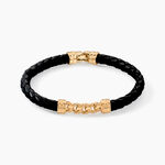 Bracelet Mani Plaque Or Dor&eacute; - Bracelets cordon Homme | Histoire d&rsquo;Or