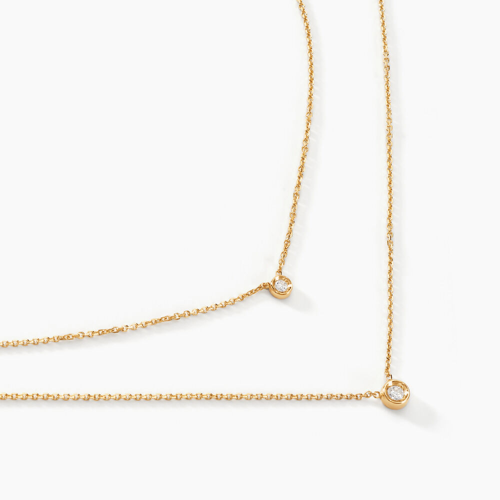 Collier En Y Femme Long Plaqué Or - Avec Zircone Cubique - Longueur Réglable 35-40 Cm - Acier Inoxydable Hypoallergénique - 1