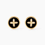 Boucles D'oreilles Puces Talisman Or Jaune Agate Diamant - Clous d'oreilles Femme | Histoire d&rsquo;Or