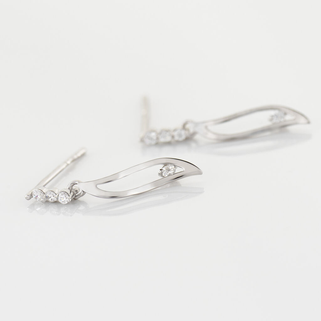 Boucles D'oreilles Pendantes Ysanna Or Blanc Oxyde De Zirconium - Boucles d'oreilles pendantes Femme | Histoire d’Or