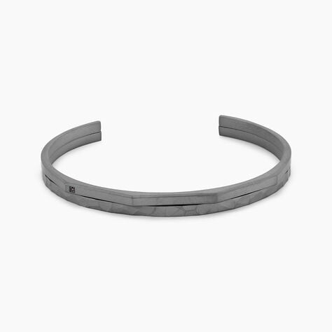 Bracelet Jonc Titane Gris Diamant - Bracelets Pierre Homme | Histoire d&rsquo;Or