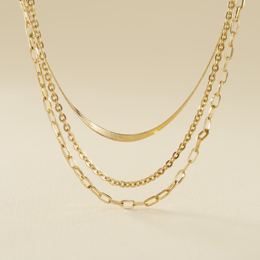 Collier Cherilyn Acier Doré - Colliers doubles et triples chaînes Femme | Histoire d’Or