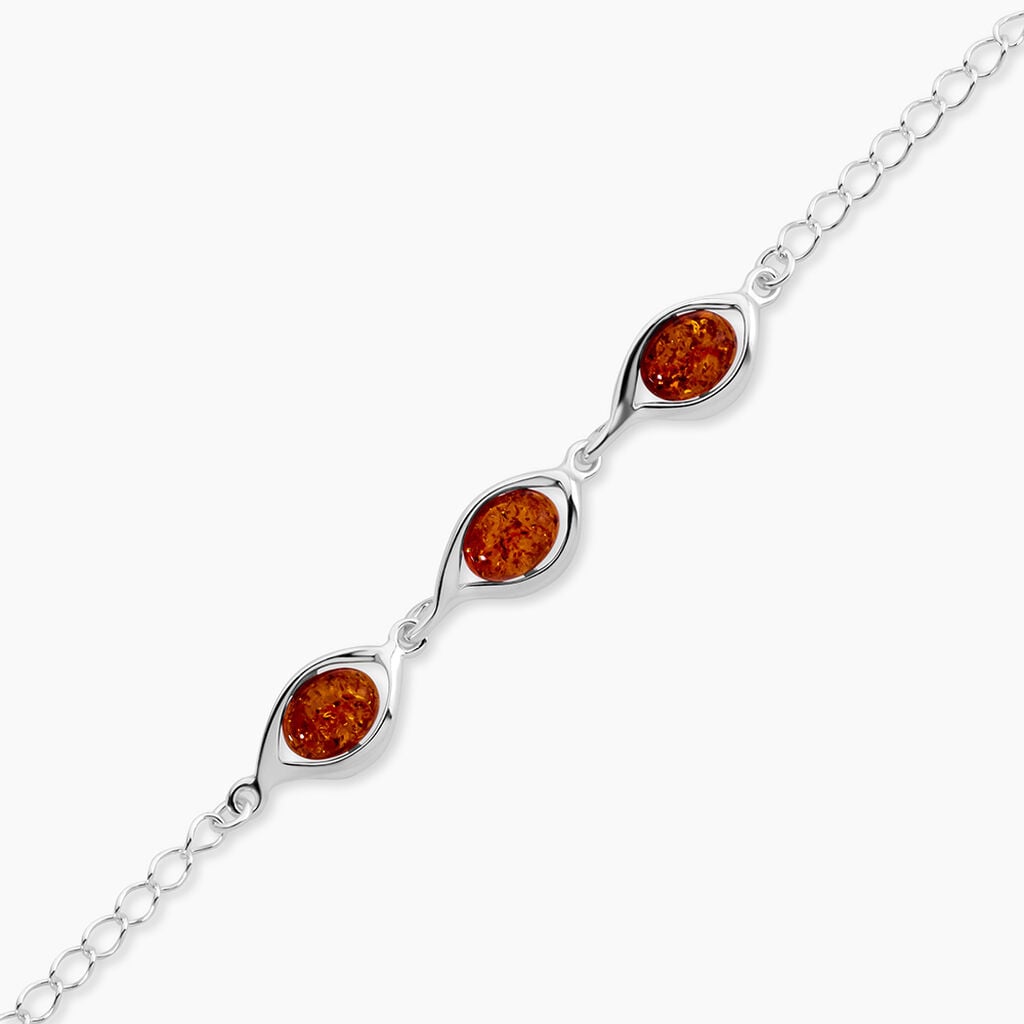 Bracelet Argent Blanc Mounyaae Ambre - Bracelets Lithoth&eacute;rapie Femme | Histoire d&rsquo;Or
