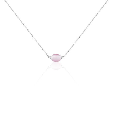 Collier Evren Argent Blanc Quartz Rose - Ras de cou Femme | Histoire d’Or