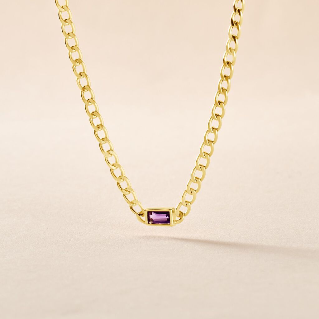 Collier Chain Or Jaune Am&eacute;thyste - Colliers Femme | Histoire d&rsquo;Or