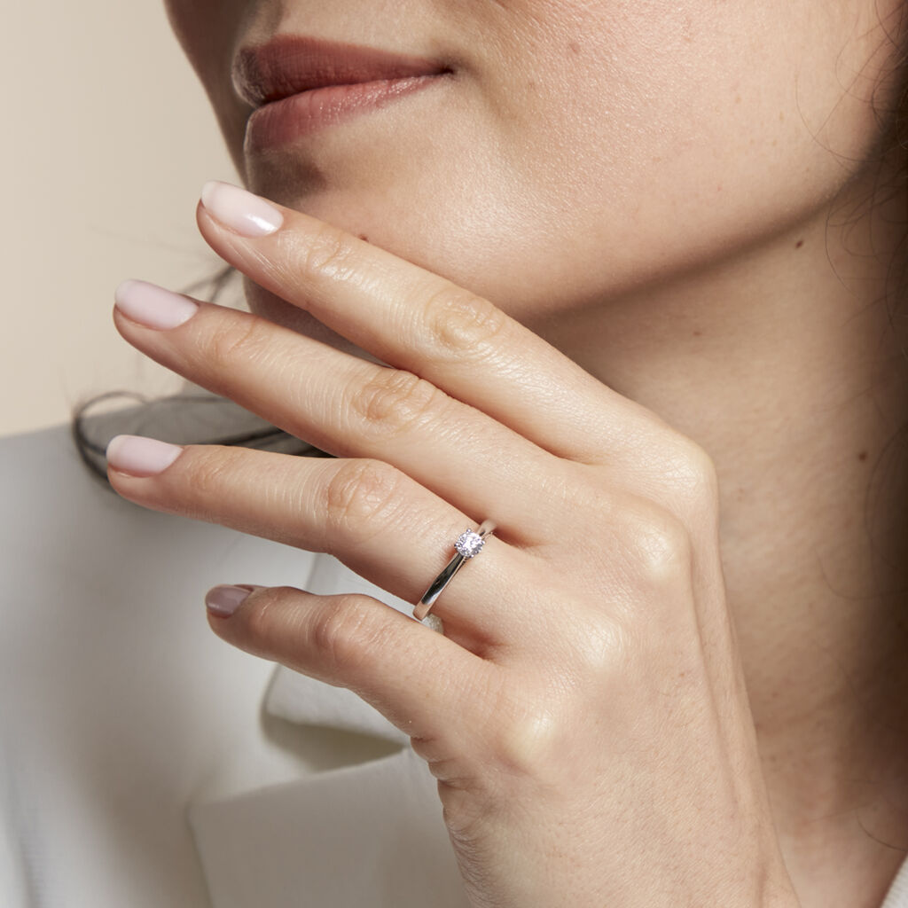 Bague Solitaire Iris Or Blanc Diamant - Bagues solitaires Femme | Histoire d’Or
