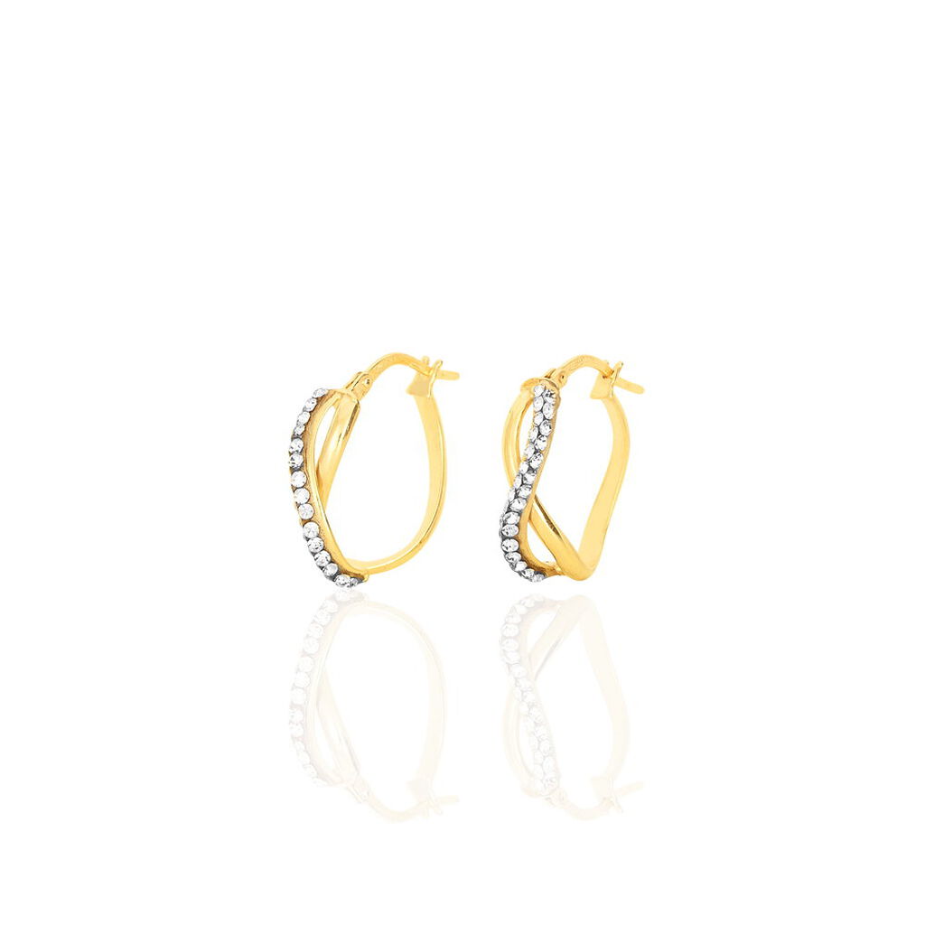 Cr&eacute;oles Ursella Or Jaune Strass - Boucles d'oreilles cr&eacute;oles Femme | Histoire d&rsquo;Or