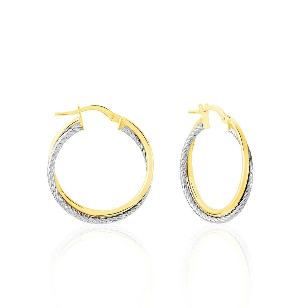 Cr&eacute;oles Maelia Or Bicolore - Boucles d'oreilles cr&eacute;oles Femme | Histoire d&rsquo;Or