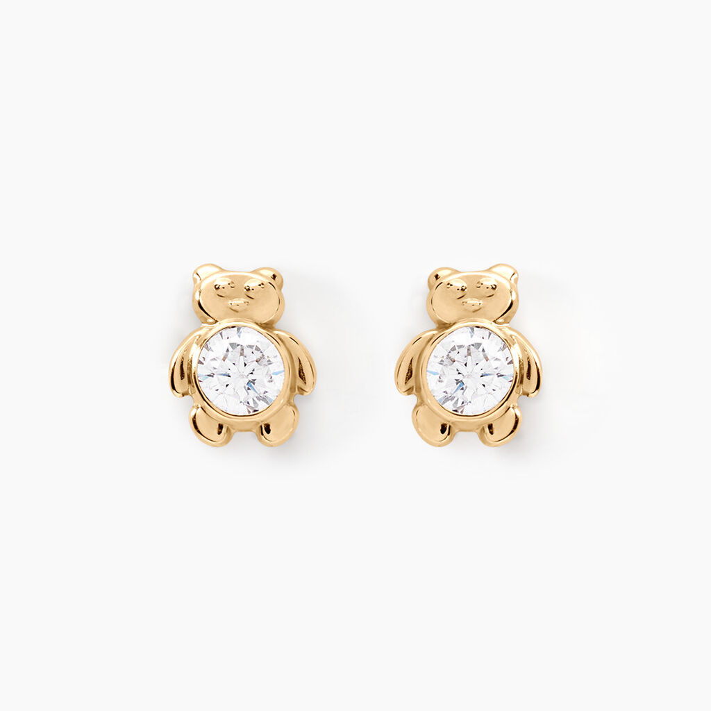 Boucles D'oreilles Puces Winny Or Jaune Oxyde De Zirconium - Clous d'oreilles Enfant | Histoire d’Or