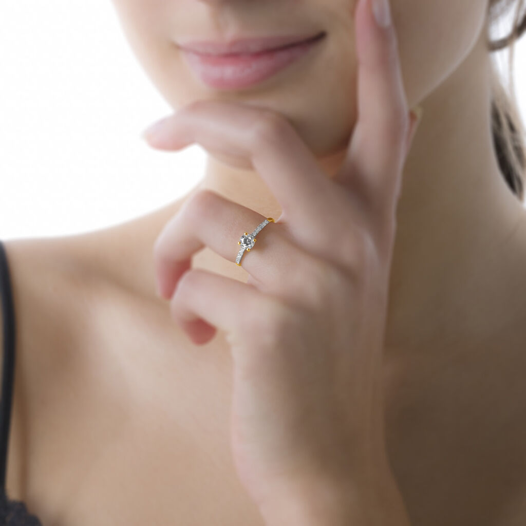 Bague Manon Or Jaune Topaze Et Amethyste - Bagues solitaires Femme | Histoire d’Or