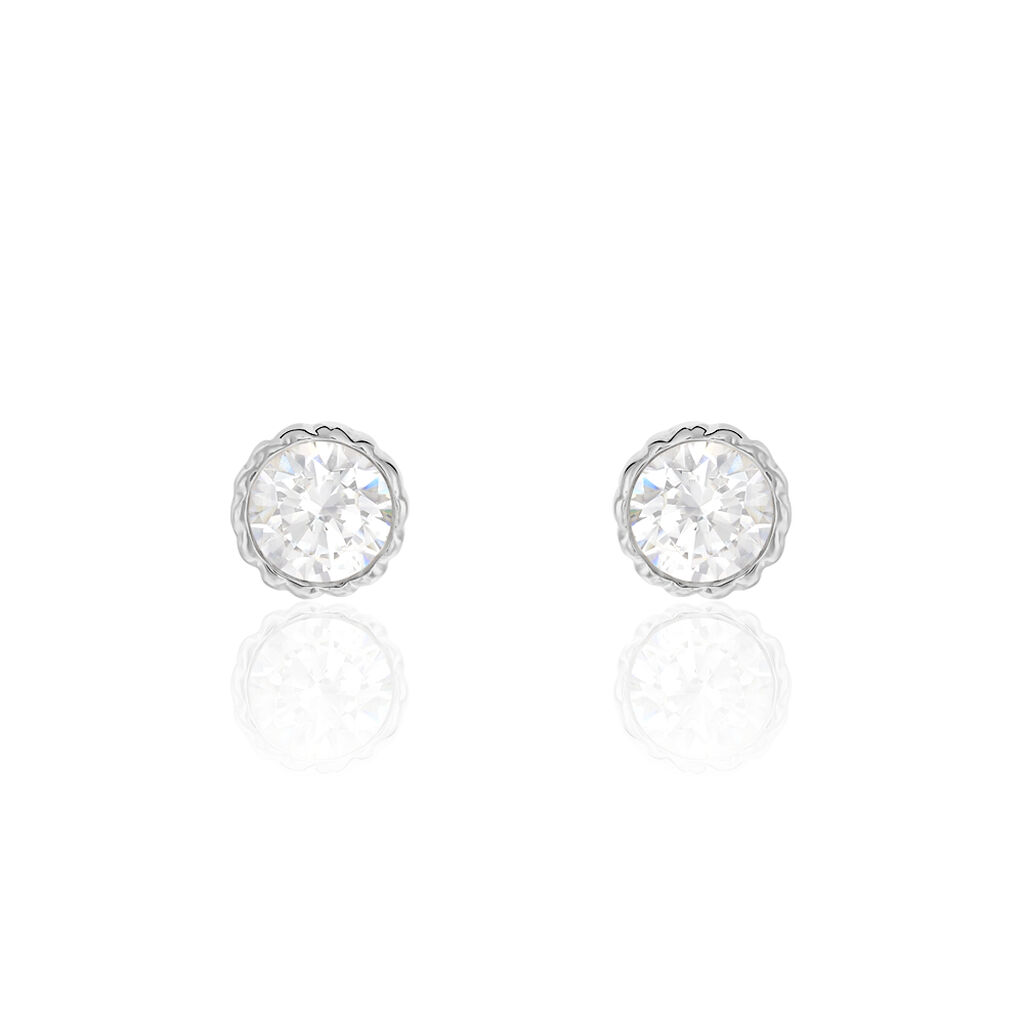 Boucles D'oreilles Puces Kadidia Or Blanc Oxyde De Zirconium - Clous d'oreilles Femme | Histoire d’Or
