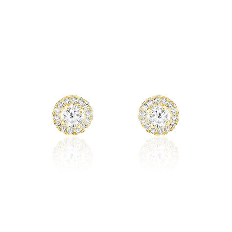 Boucles D'oreilles Puces Edmee Or Jaune Oxyde De Zirconium - Clous d'oreilles Femme | Histoire d’Or